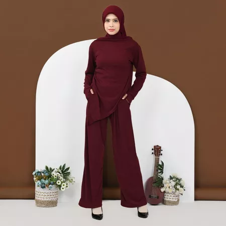 Gambar ONESET - SABRINA - MAROON - SETELAN WANITA - ONESET KNIT RAJUT - LFINA