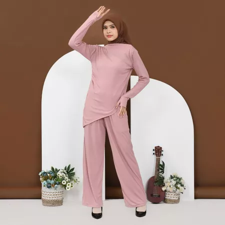 Gambar ONESET - SABRINA - DUSTY PINK - SETELAN WANITA - ONESET KNIT RAJUT - LFINA
