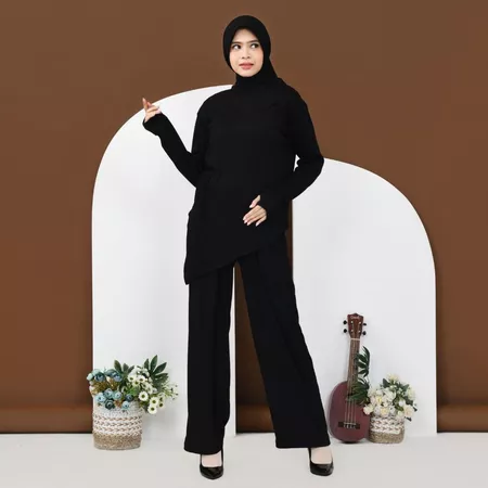 Gambar ONESET - SABRINA - HITAM - SETELAN WANITA - ONESET KNIT RAJUT - LFINA