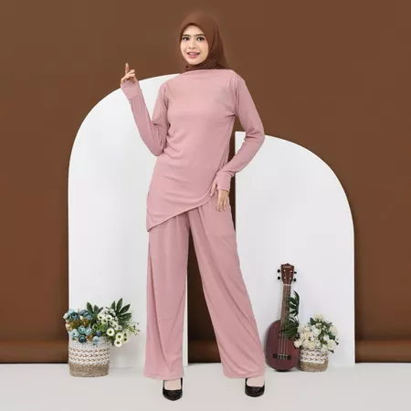 Gambar ONESET - SABRINA - DUSTY PINK - SETELAN WANITA - ONESET KNIT RAJUT - LFINA